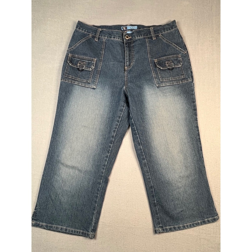 Duck Head Jeans Co Stretch Capri‎ Jeans Size 18 Blue Denim Cargo Pockets